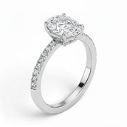 L'Ovale® Pavé Solitaire 2ct Diamond Ring, Platinum