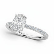 L'Ovale® Pavé Solitaire 2ct Diamond Ring, Platinum