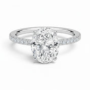 L'Ovale® Pavé Solitaire 3ct Diamond Ring, Platinum