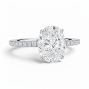 L'Ovale® Pavé Solitaire 3ct Diamond Ring, Platinum