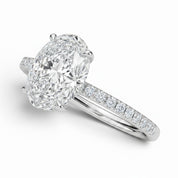 L'Ovale® Pavé Solitaire 3ct Diamond Ring, Platinum