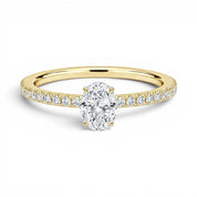 L'Ovale® Pavé Solitaire 0.5ct Diamond Ring, 14K Yellow Gold
