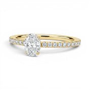 L'Ovale® Pavé Solitaire 0.5ct Diamond Ring, 14K Yellow Gold