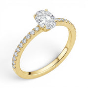 L'Ovale® Pavé Solitaire 0.5ct Diamond Ring, 14K Yellow Gold