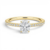 L'Ovale® Pavé Solitaire 1ct Diamond Ring, 14K Yellow Gold