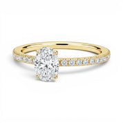 L'Ovale® Pavé Solitaire 1ct Diamond Ring, 14K Yellow Gold
