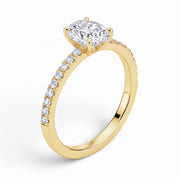 L'Ovale® Pavé Solitaire 1ct Diamond Ring, 14K Yellow Gold