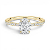 L'Ovale® Pavé Solitaire 2ct Diamond Ring, 14K Yellow Gold