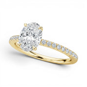 L'Ovale® Pavé Solitaire 2ct Diamond Ring, 14K Yellow Gold