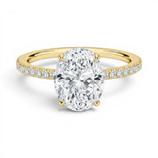 L'Ovale® Pavé Solitaire 3ct Diamond Ring, 14K Yellow Gold
