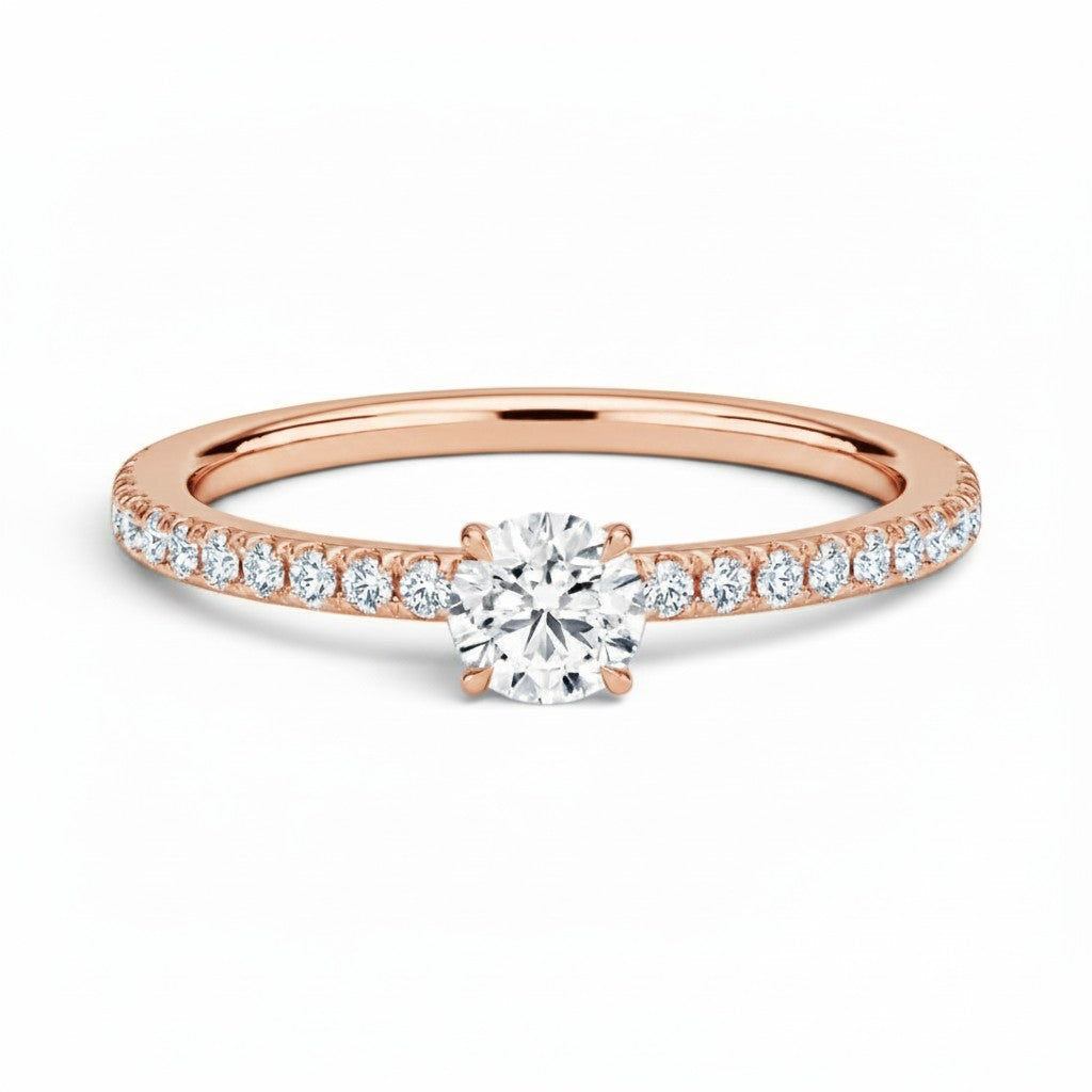 La Ronde® Pavé Solitaire 0.5ct Diamond Ring, 14K Rose Gold