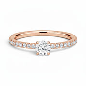La Ronde® Pavé Solitaire 0.5ct Diamond Ring, 14K Rose Gold