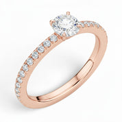 La Ronde® Pavé Solitaire 0.5ct Diamond Ring, 14K Rose Gold