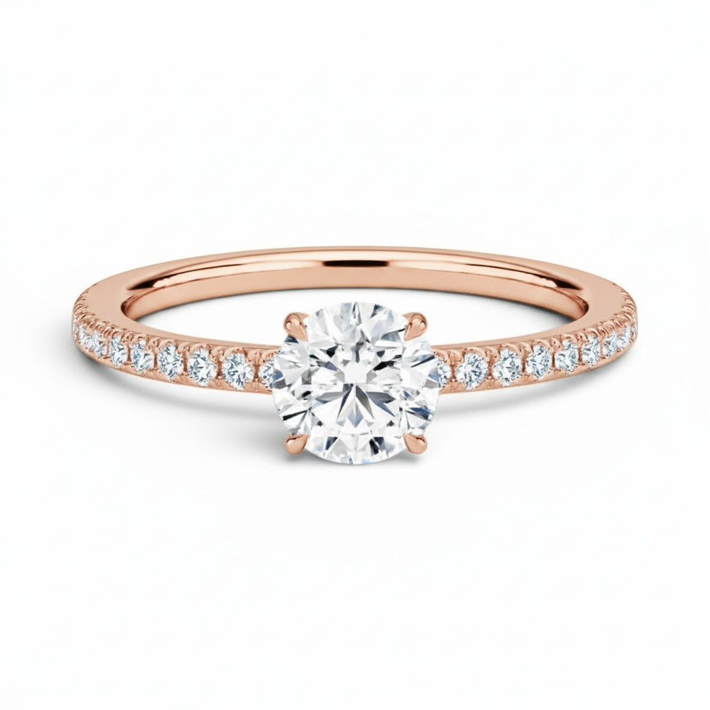 La Ronde® Pavé Solitaire 1ct Diamond Ring, 14K Rose Gold