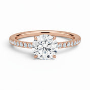 La Ronde® Pavé Solitaire 2ct Diamond Ring, 14K Rose Gold