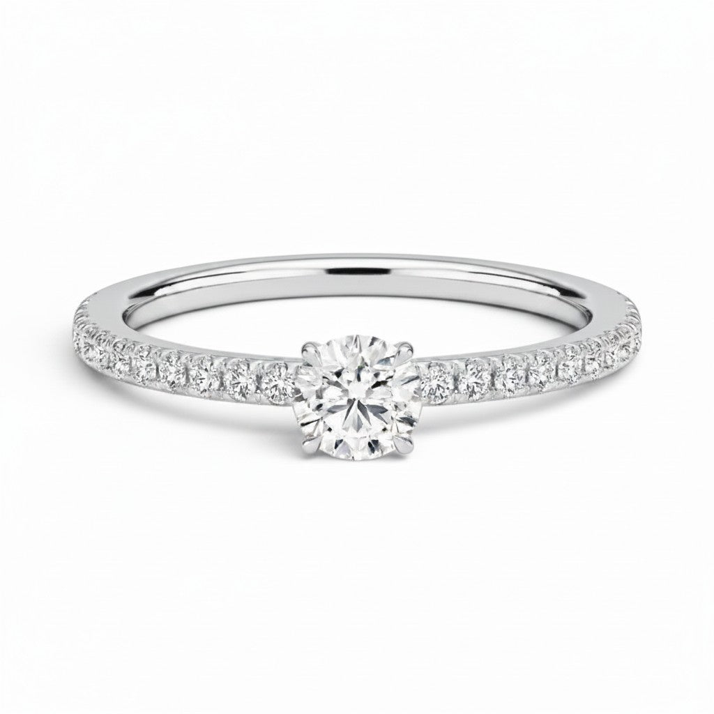 La Ronde® Pavé Solitaire 0.5ct Diamond Ring, 14K White Gold