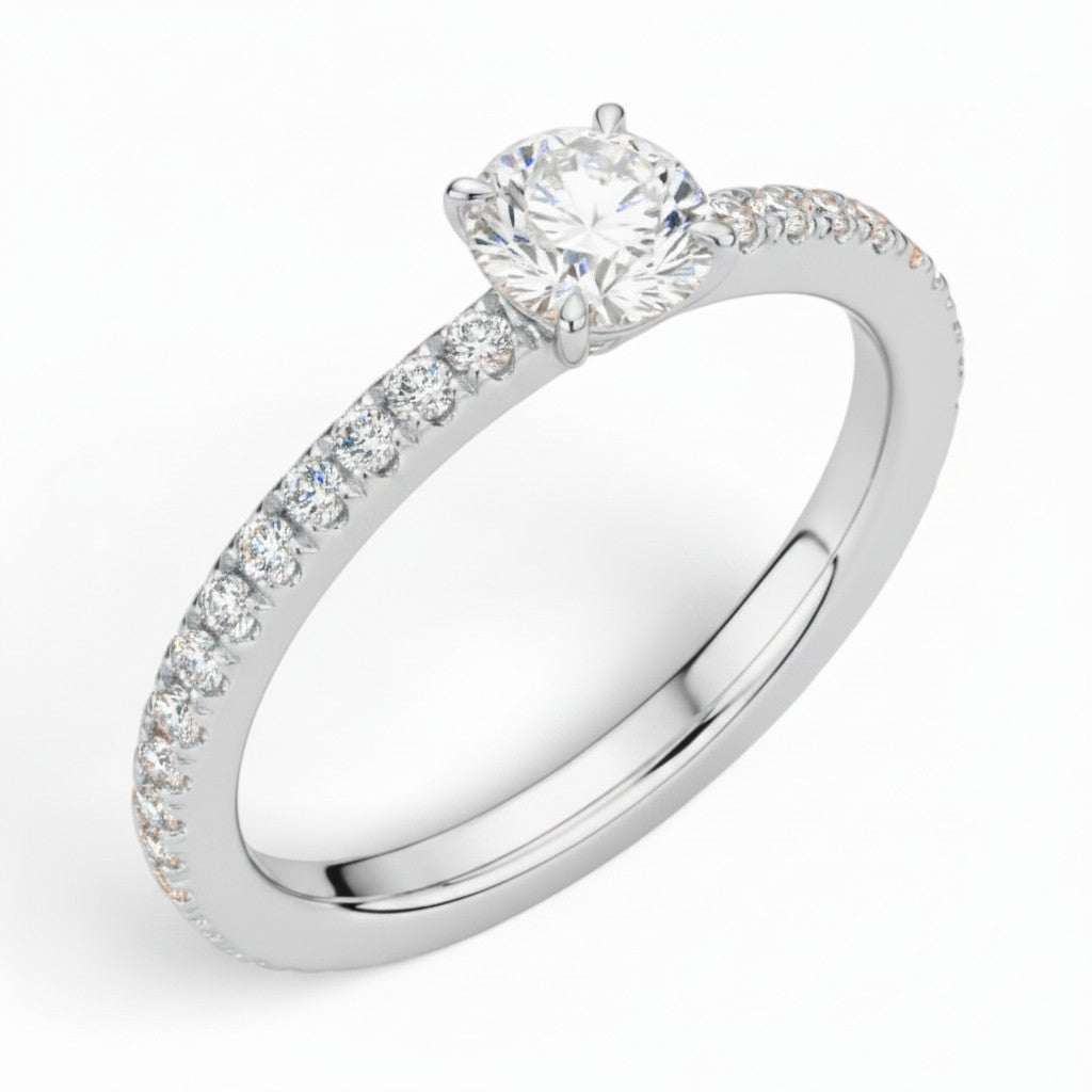 La Ronde® Pavé Solitaire 0.5ct Diamond Ring, 14K White Gold
