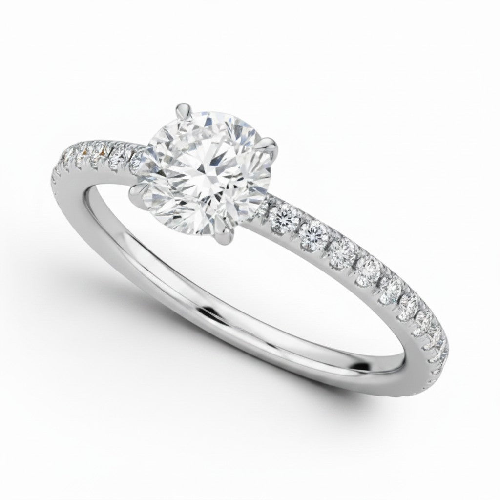 La Ronde® Pavé Solitaire 1ct Diamond Ring, Platinum
