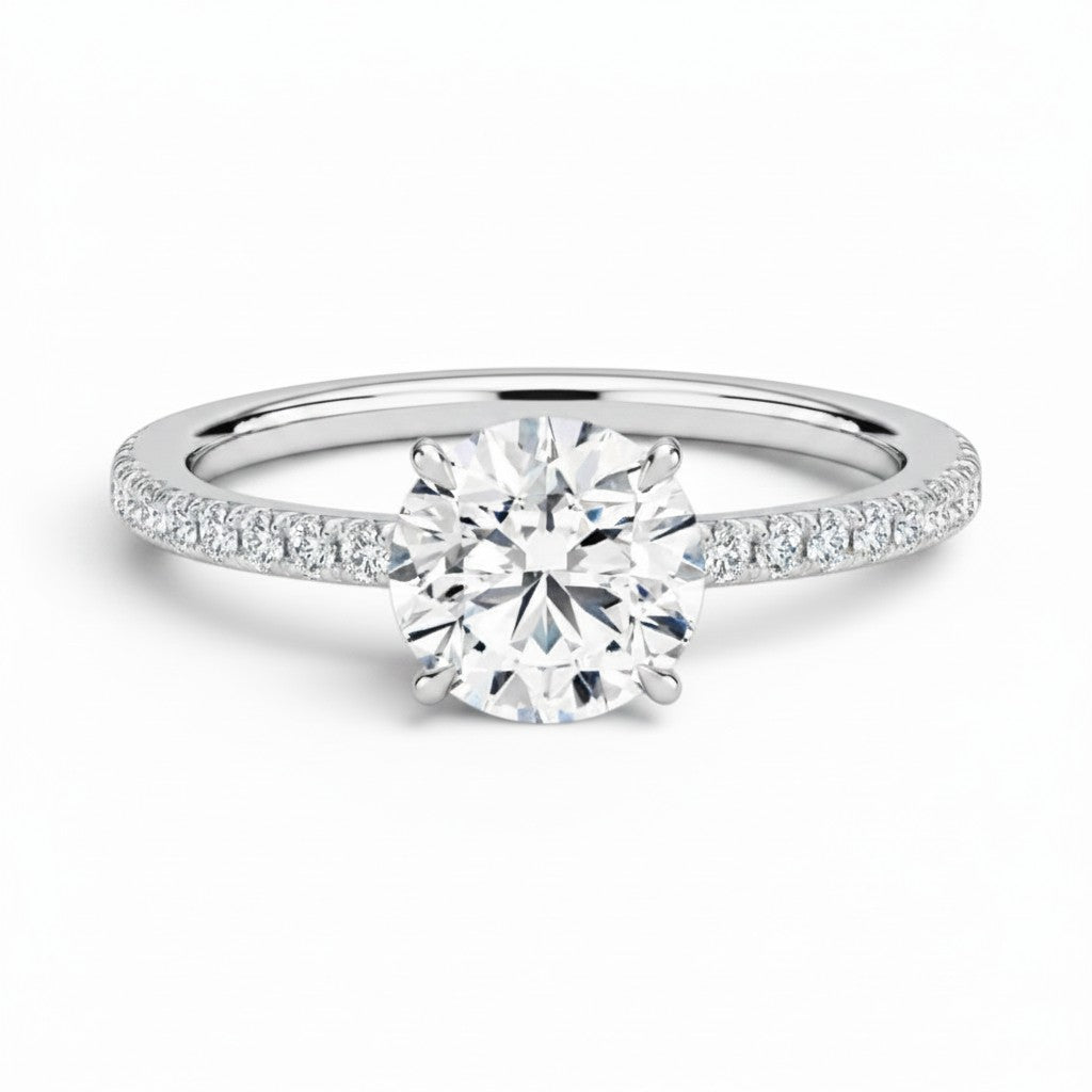 La Ronde® Pavé Solitaire 2ct Diamond Ring, Platinum