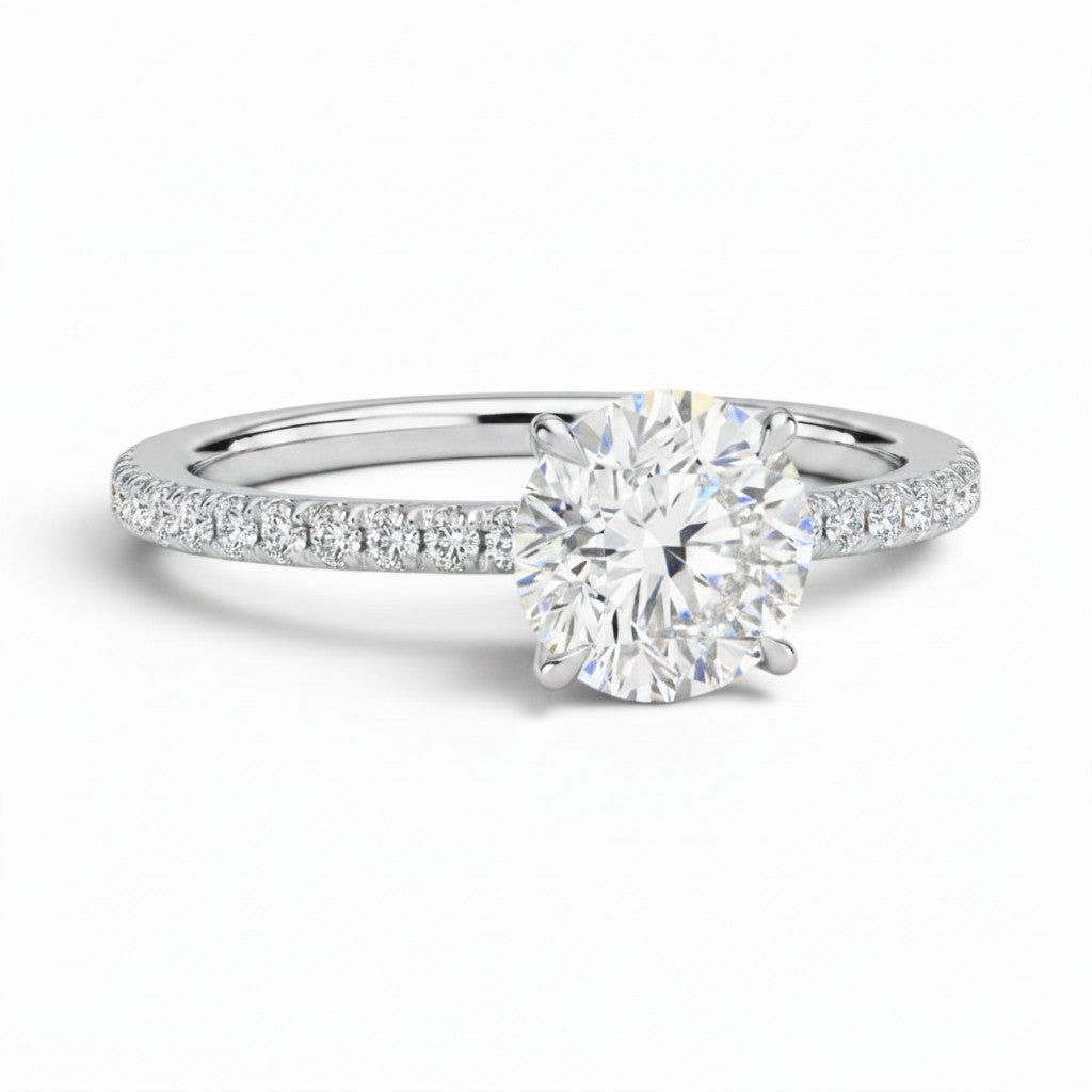 La Ronde® Pavé Solitaire 2ct Diamond Ring, Platinum