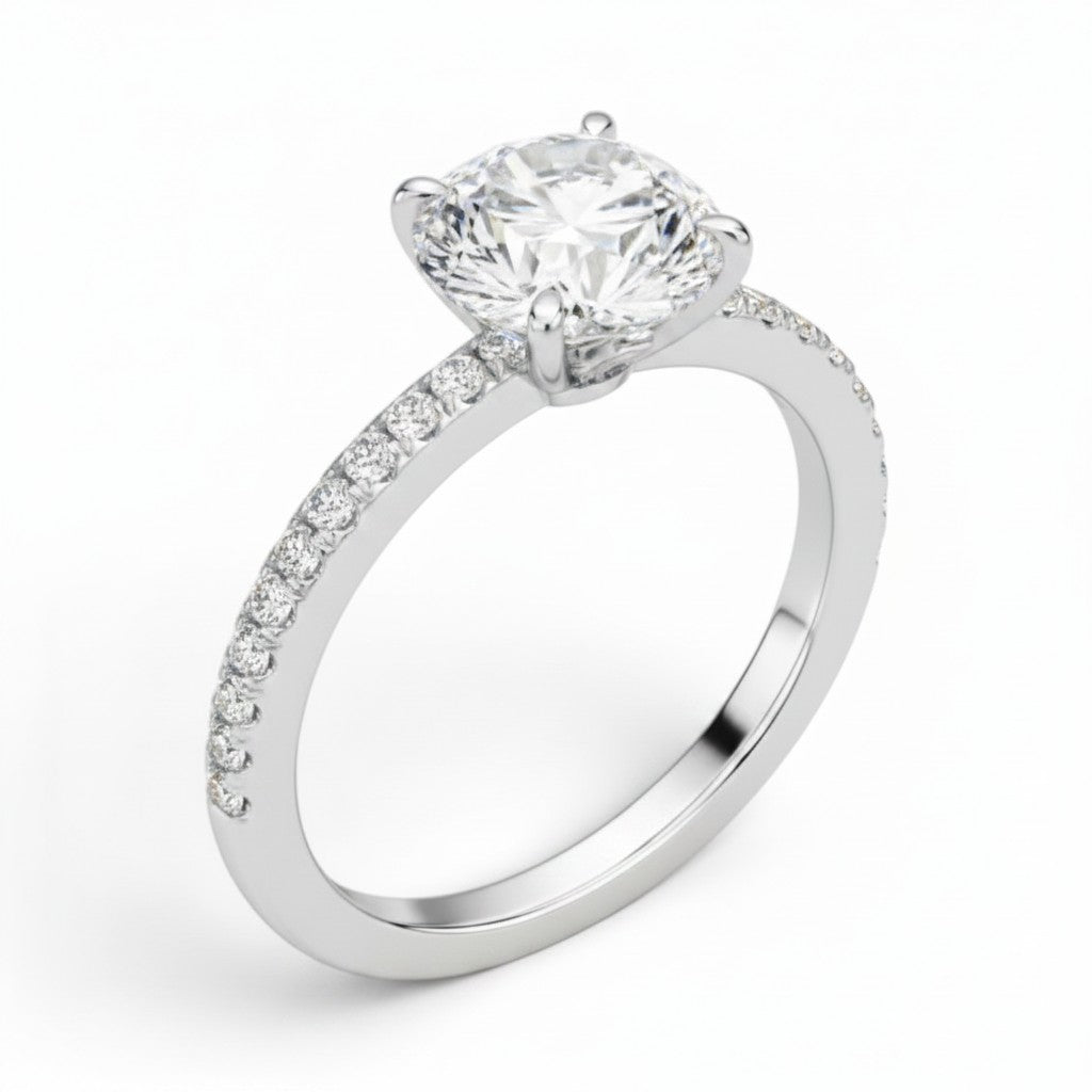 La Ronde® Pavé Solitaire 2ct Diamond Ring, Platinum
