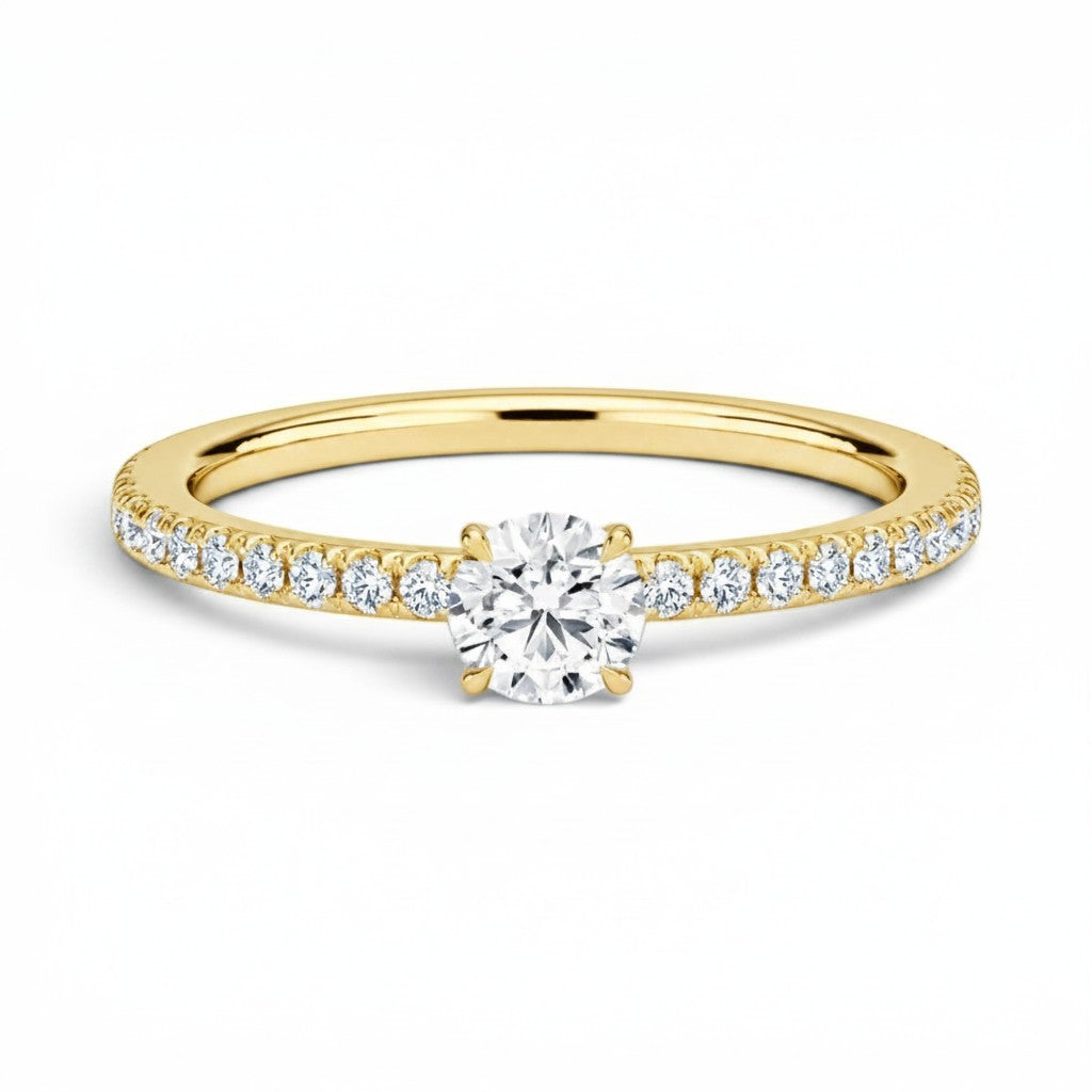 La Ronde® Pavé Solitaire 0.5ct Diamond Ring, 14K Yellow Gold