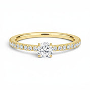 La Ronde® Pavé Solitaire 0.5ct Diamond Ring, 14K Yellow Gold