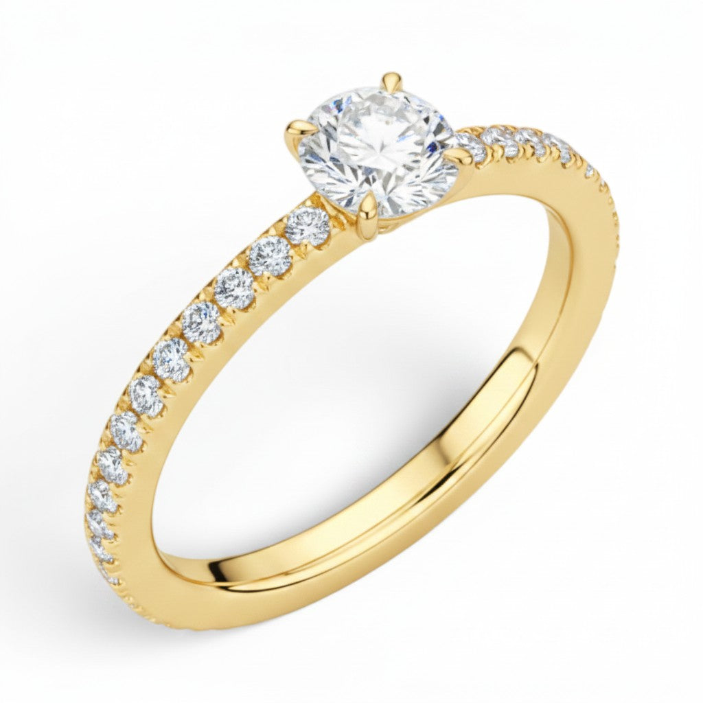 La Ronde® Pavé Solitaire 0.5ct Diamond Ring, 14K Yellow Gold