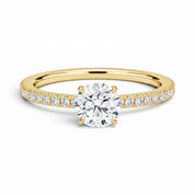 La Ronde® Pavé Solitaire 1ct Diamond Ring, 14K Yellow Gold