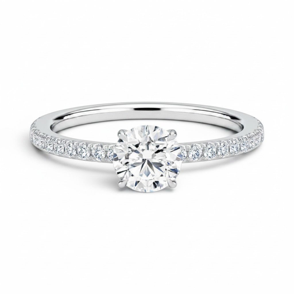 La Ronde® Pavé Solitaire 1ct Diamond Ring, Platinum