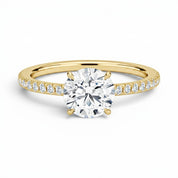 La Ronde® Pavé Solitaire 2ct Diamond Ring, 14K Yellow Gold