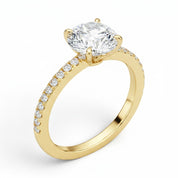 La Ronde® Pavé Solitaire 2ct Diamond Ring, 14K Yellow Gold