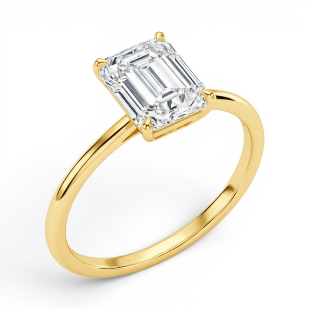 L'Emeraude® Solitaire 3ct Diamond Ring, 14K Yellow Gold