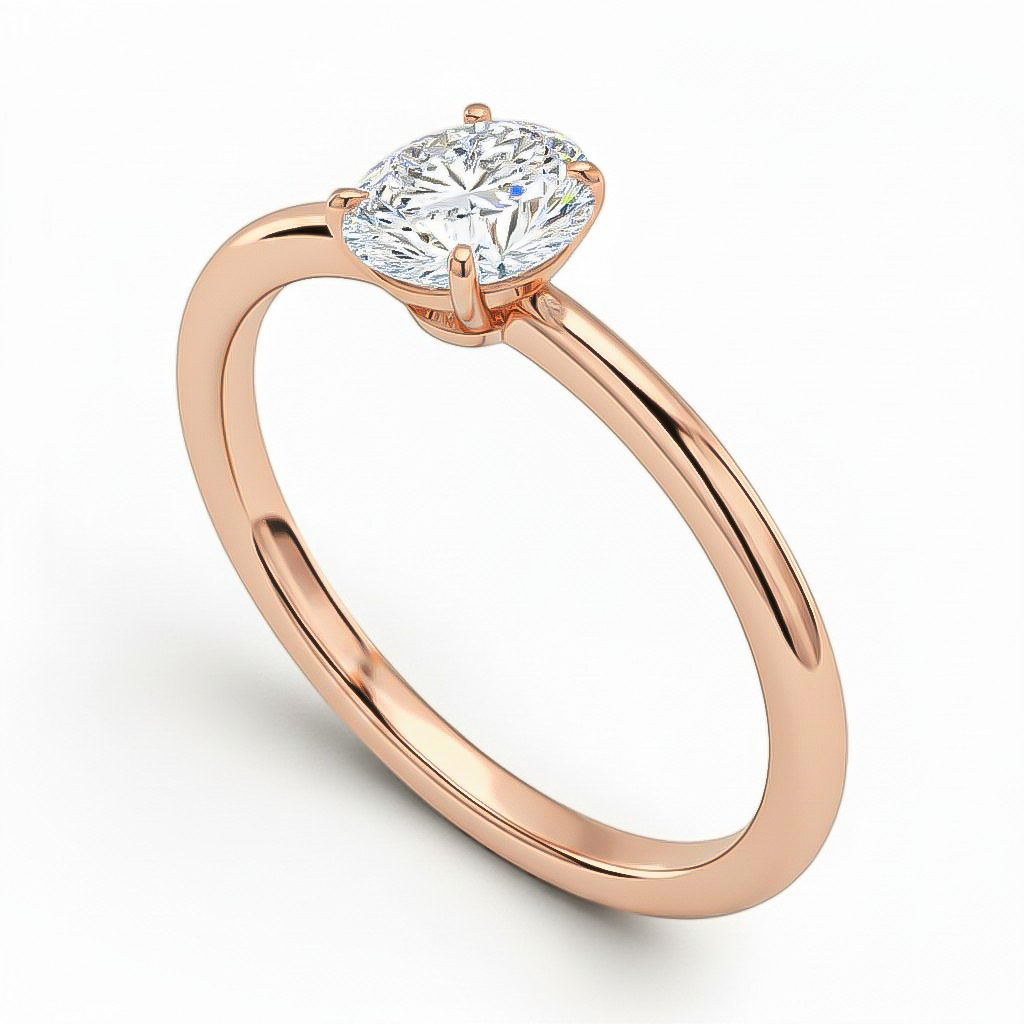 L'Ovale® Solitaire 0.5ct Diamond Ring, 14K Rose Gold