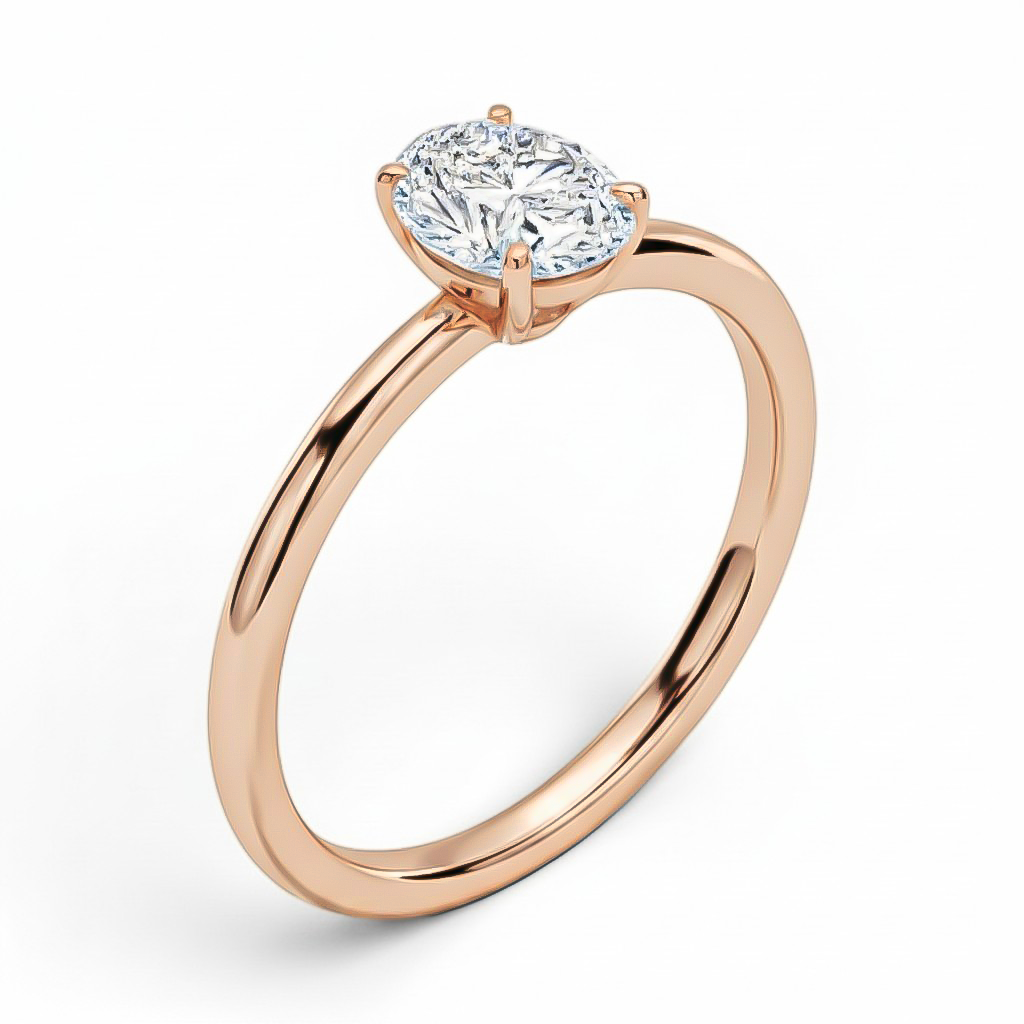 L'Ovale® Solitaire 0.5ct Diamond Ring, 14K Rose Gold