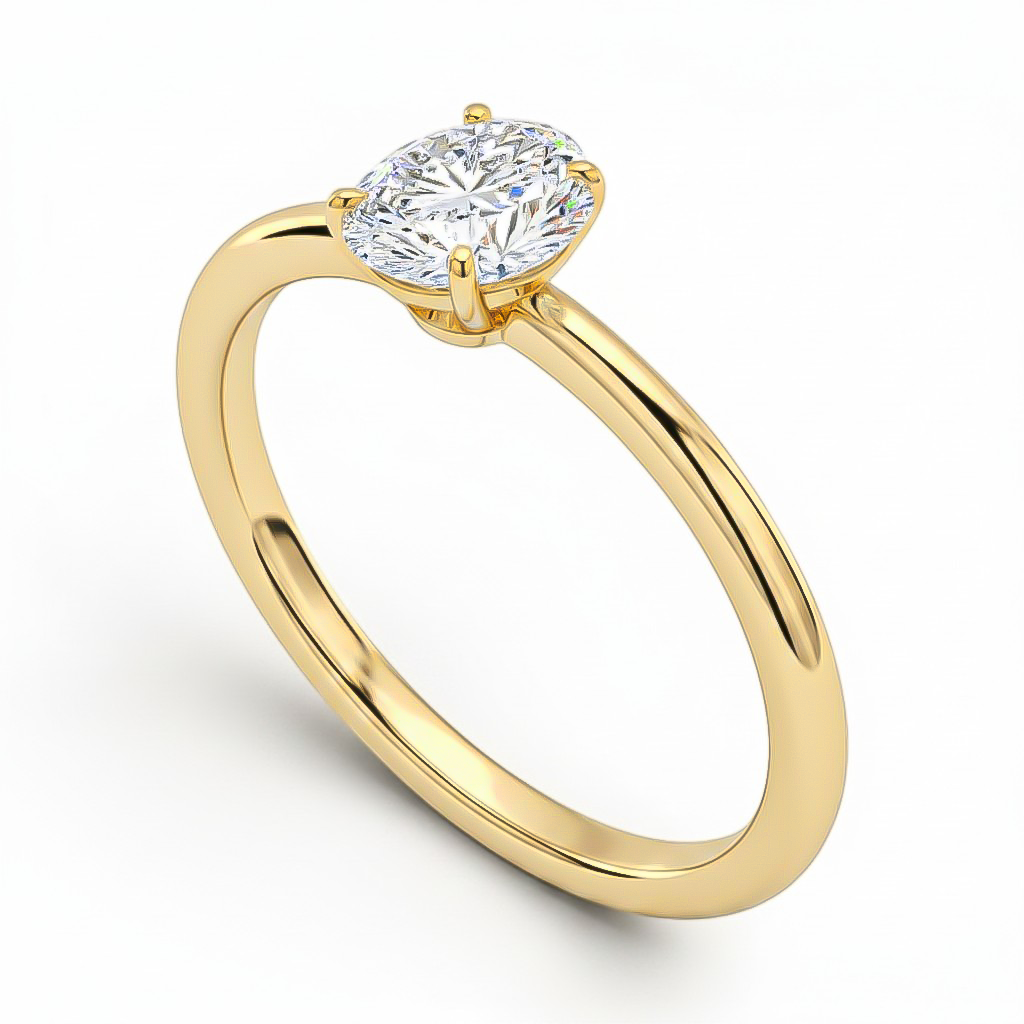 L'Ovale® Solitaire 0.5ct Diamond Ring, 14K Yellow Gold
