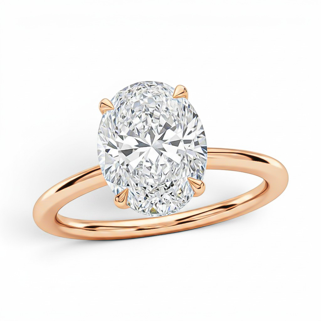L'Ovale® Solitaire 3ct Diamond Ring, 14K Rose Gold