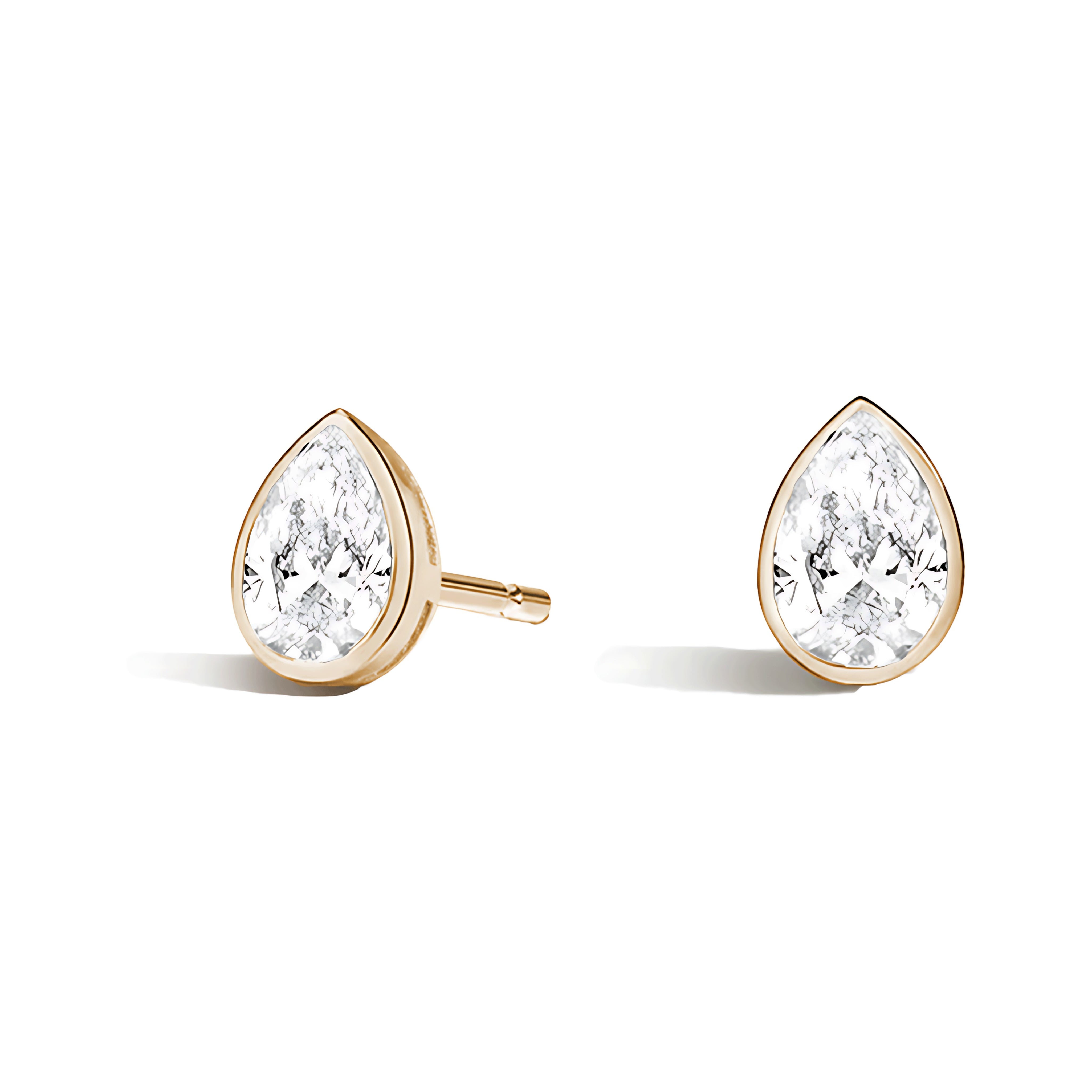 La Poire® Bezel Diamond Stud Earrings, 14K Rose Gold