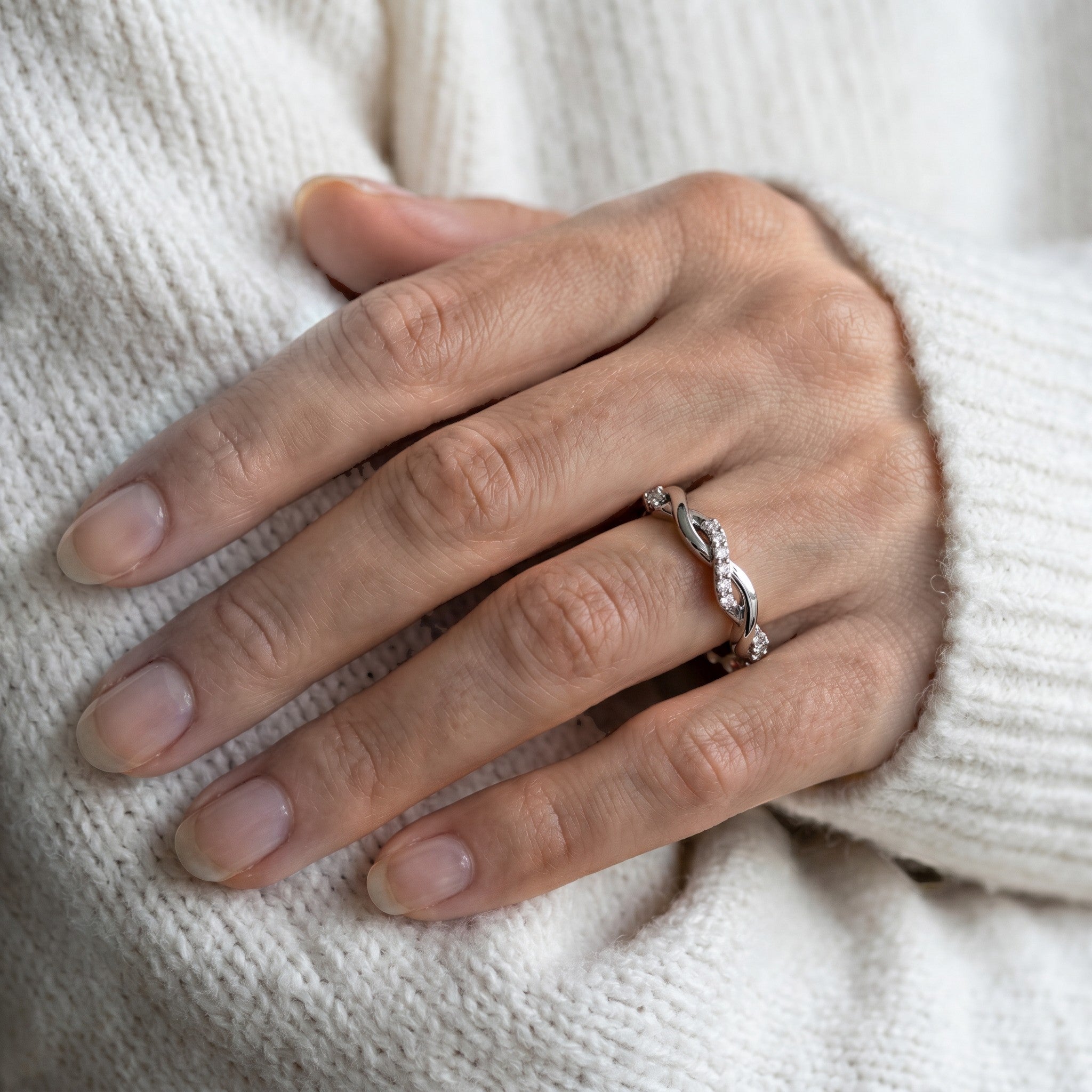 Waves Diamond Ring, Platinum