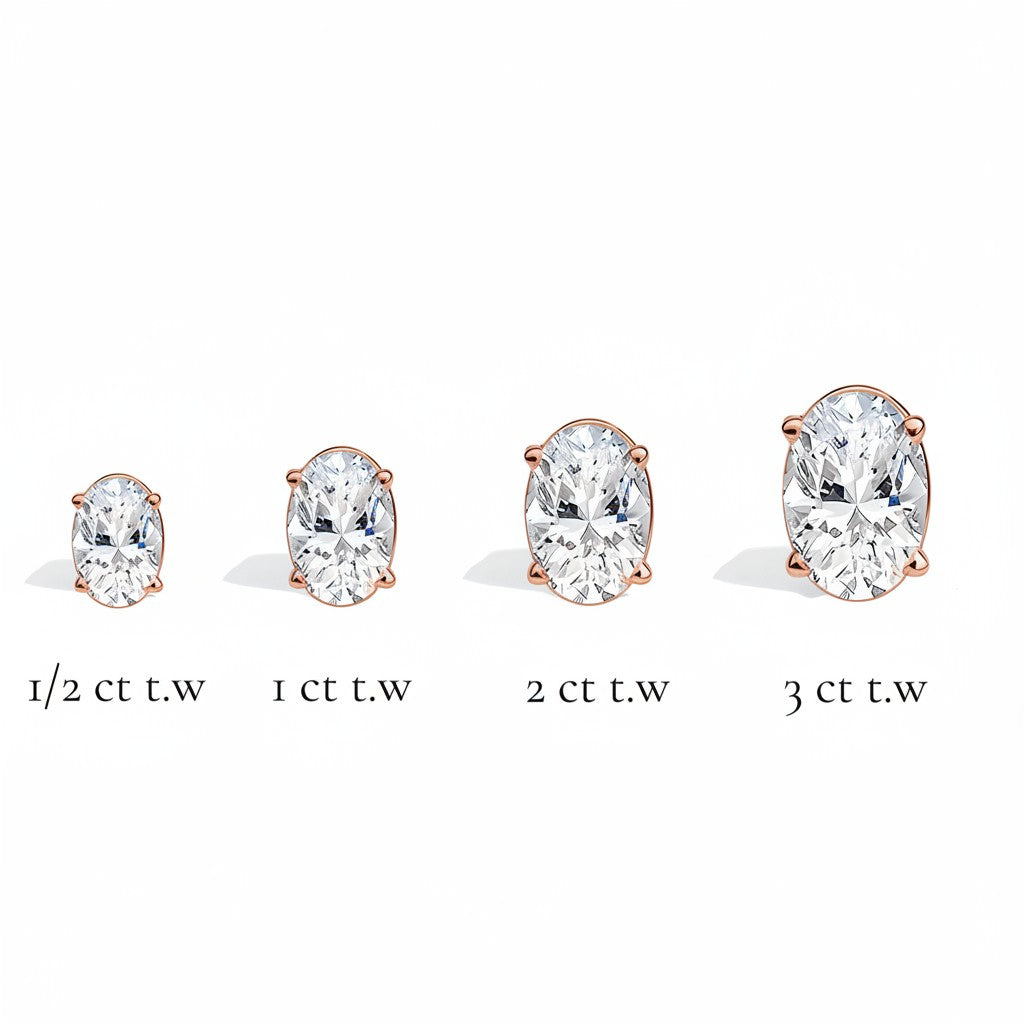 L'Ovale® Diamond Stud Earrings, 14K Rose Gold