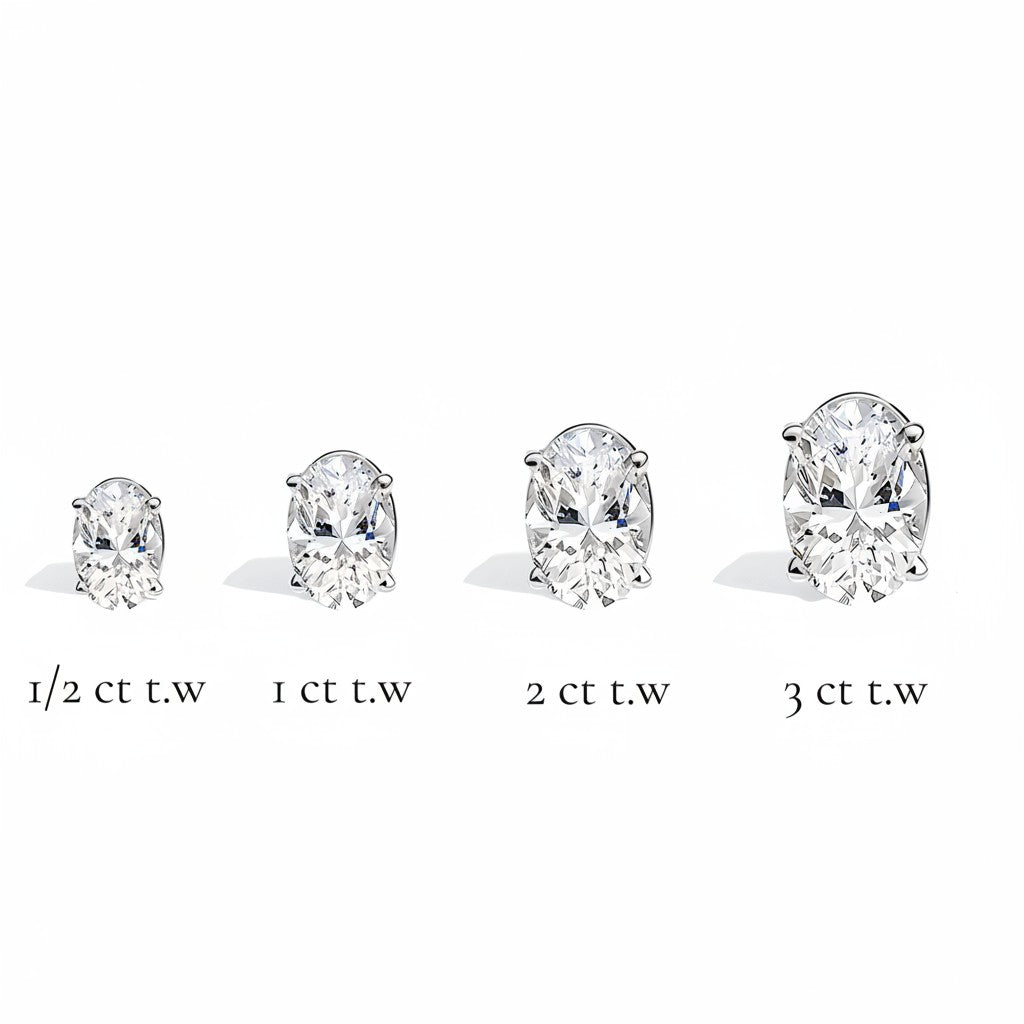 L'Ovale® Diamond Stud Earrings, Platinum