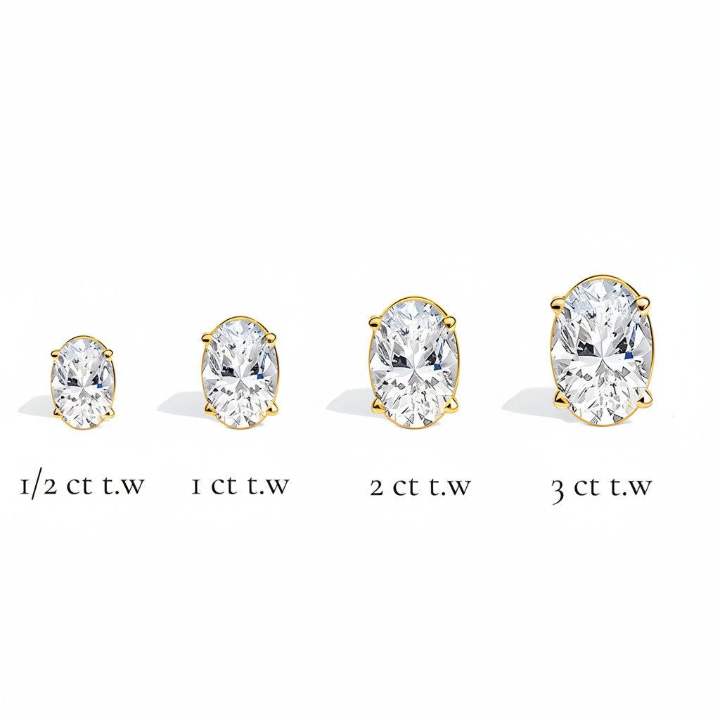L'Ovale® Diamond Stud Earrings, 14K Gold