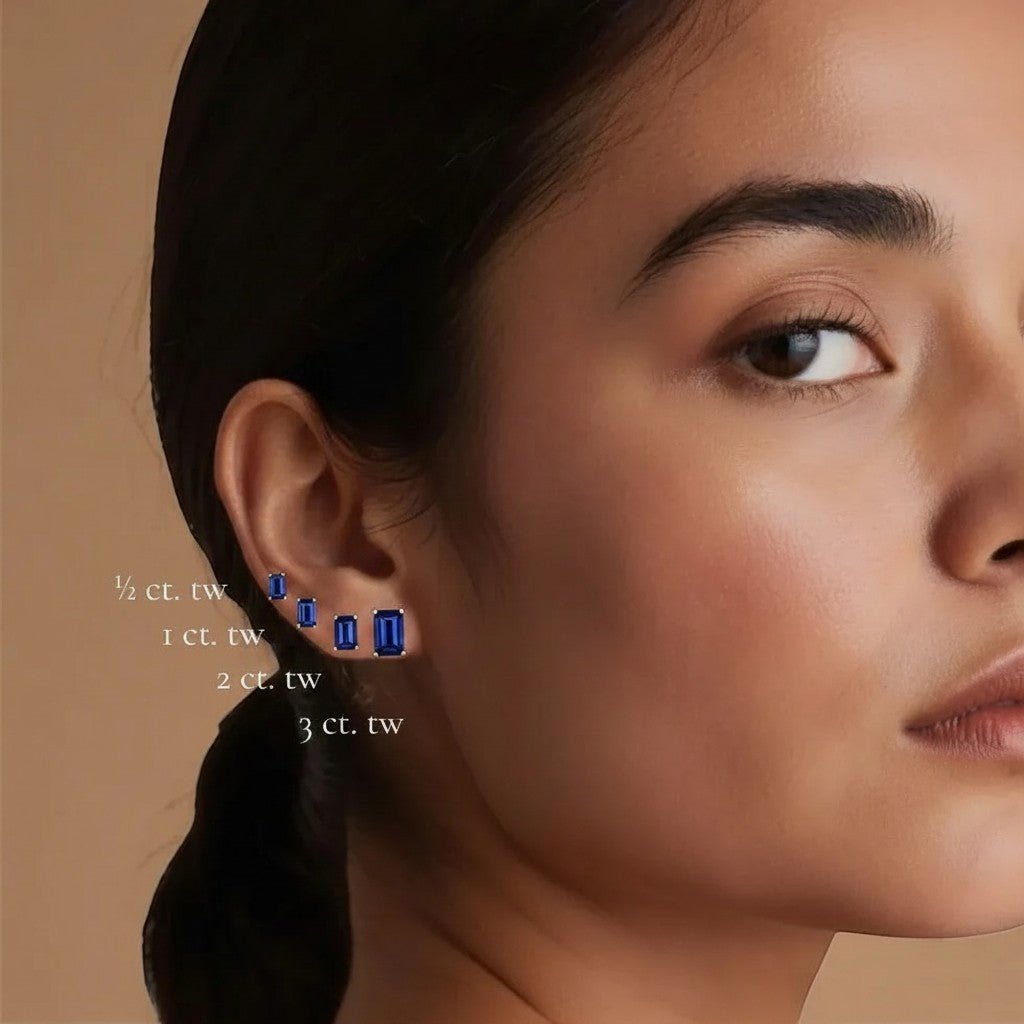 L'Emeraude® Sapphire Stud Earrings, 14K Rose Gold