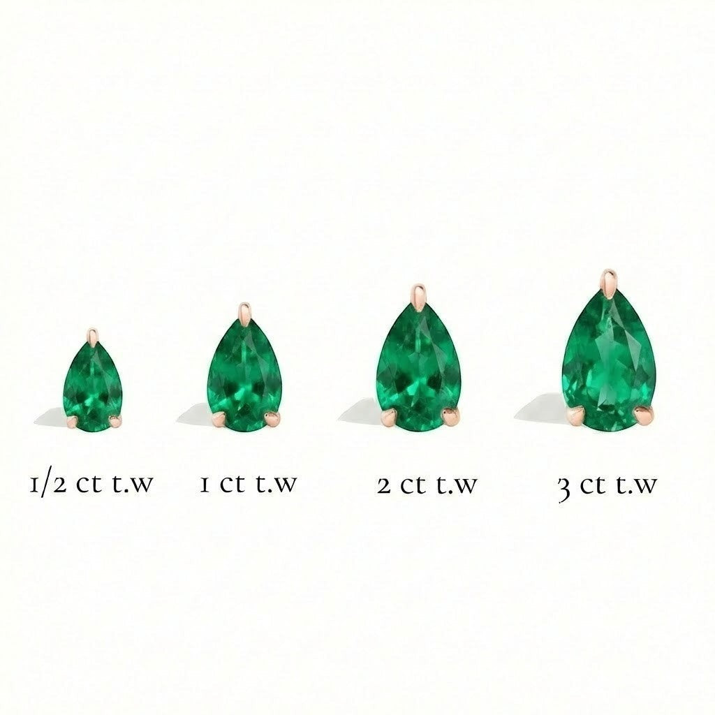 La Poire® Emerald Stud Earrings, 14K Rose Gold