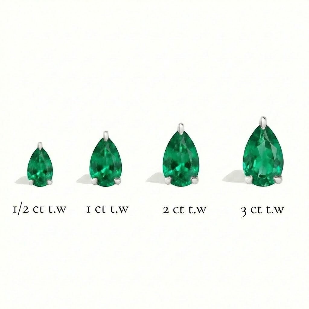 La Poire® Emerald Stud Earrings, 14K White Gold
