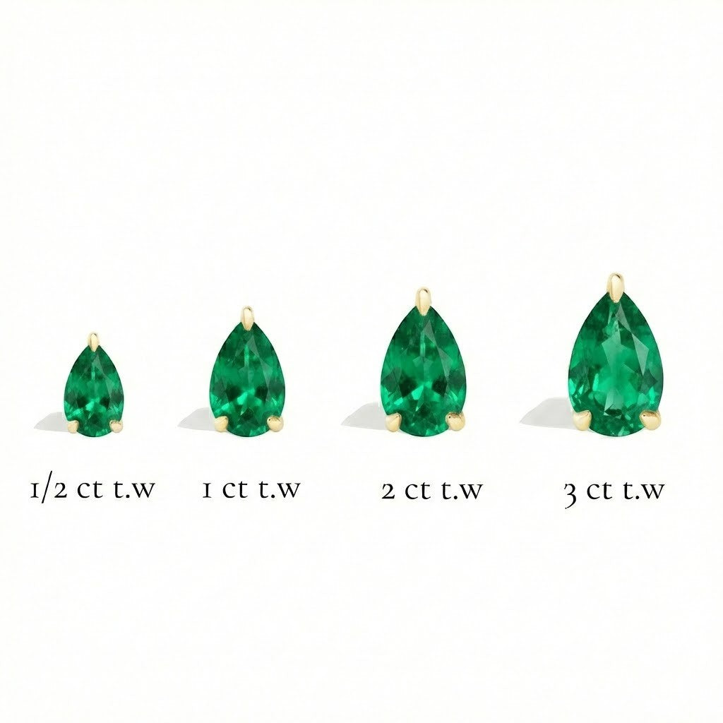La Poire® Emerald Stud Earrings, Gold Vermeil