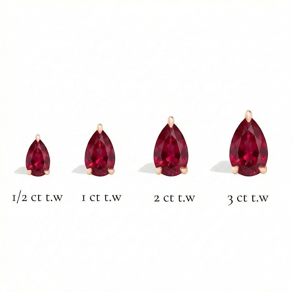 La Poire® Ruby Stud Earrings, 14K Rose Gold