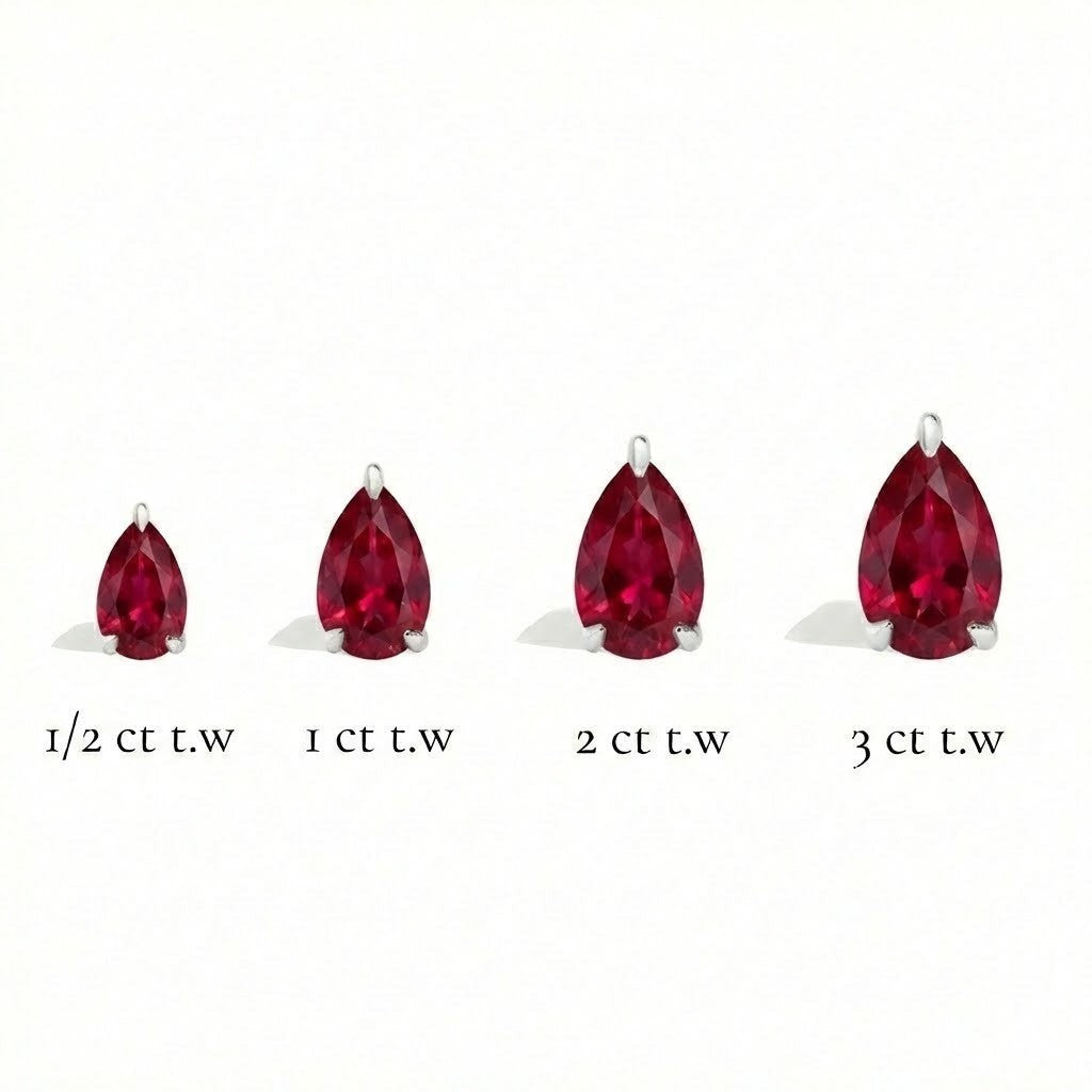La Poire® Ruby Stud Earrings, 14K White Gold