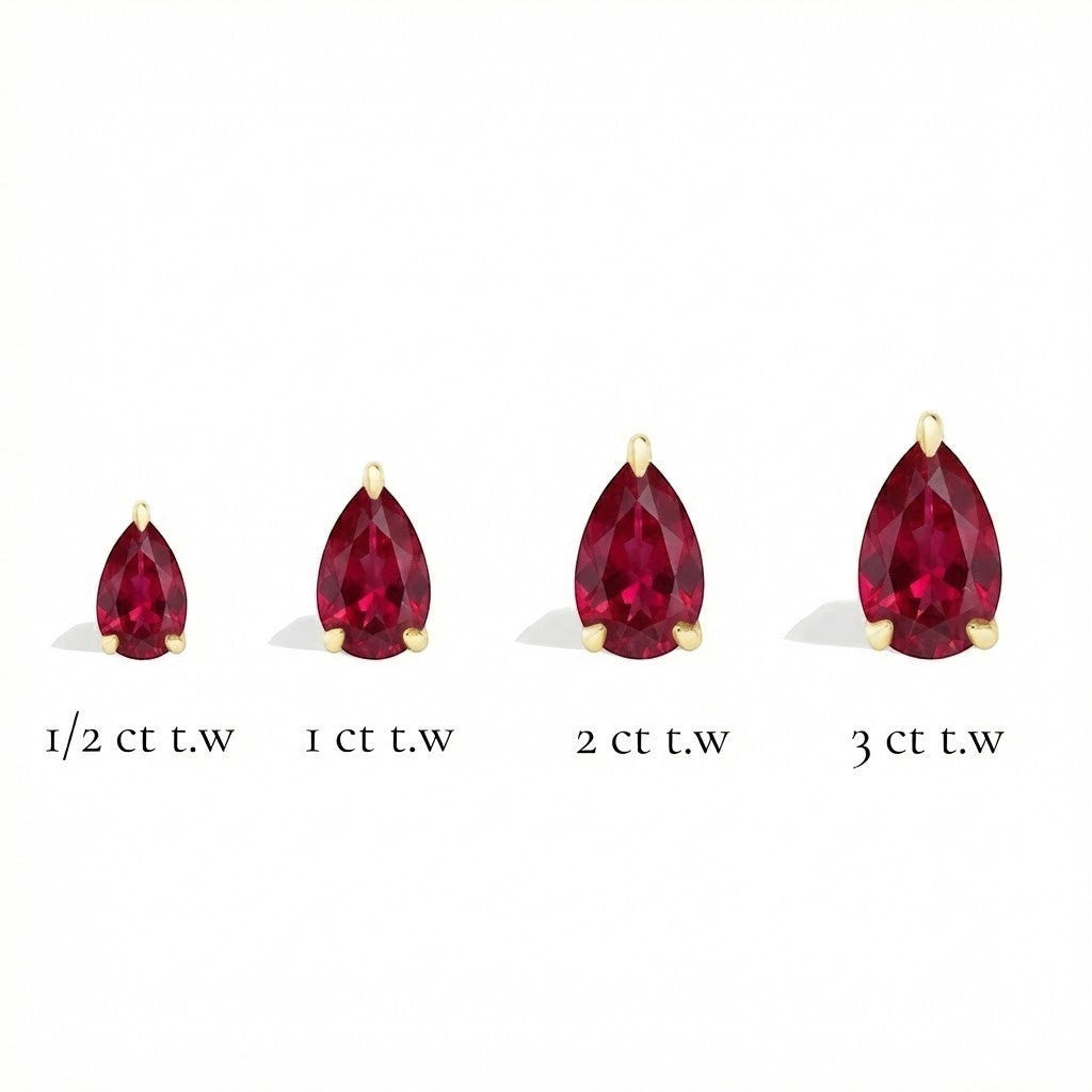 La Poire® Ruby Stud Earrings, Gold Vermeil
