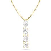 Mixed Four-Diamonds Pendant Necklace, Gold Vermeil